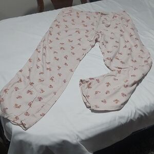 Victoria's Secret Light Pink  Pajama Pants with Fox Print .Used Condition .Tie